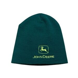 John Deere Forest Green‎ 100% Acrylic Knit Hat Stretch Warm Durable Classic Logo